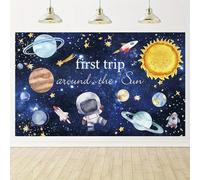 Galactic First Birthday Party Background Outer space theme vinyl photography with the sun banner