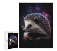Galactic Hedgehog Art Print-1 Wooden Brain Teaser for Adults, 500 PCS - New Year Decoration, with A Decorative Finished Picture