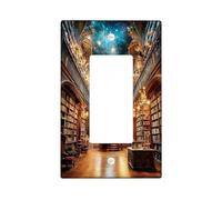 Galactic Library Light Switch Cover Plates/Outlet Covers, Cosmic Sky Spiral Staircase Design for Home Decor, Thermoplastic Wall Plates, Standard Size Single Rocker
