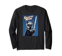 Galactic Meow Space Knight Cat Vintage Movie Poster Long Sleeve T-Shirt
