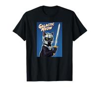 Galactic Meow Space Knight Cat Vintage Movie Poster T-Shirt