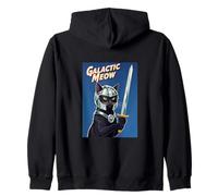 Galactic Meow Space Knight Cat Vintage Movie Poster Zip Hoodie