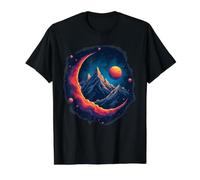 Galactic Mountains Orbiting in Space Value Graphic T-Shirt, Men, Black, XL
