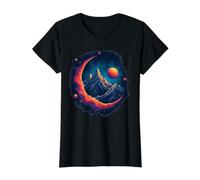 Galactic Mountains Orbiting in Space Value Graphic T-Shirt, Women, Black, L