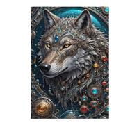 Galactic Overlord Wolf Artistic Jigsaw Puzzle for Adults, 300 PCS