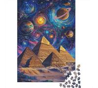 Galactic Pyramids Cosmic Odyssey 1000-Piece Puzzle for Adults, 70x50cm/1000pcs, Smooth White Pieces for Easy Handling; for Relaxed Evenings at The Table