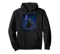 Galactic Samurai Cat on T Rex Pullover Hoodie