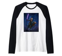 Galactic Samurai Cat on T Rex Raglan Baseball Tee