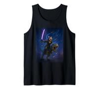 Galactic Samurai Cat on T Rex Tank Top