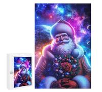 Galactic Santa's Magic Wreath Art Jigsaw Puzzle, 1000 PCS, for Adult Puzzle Fans, A Creative Way to Unwind after A Busy Day, at Home