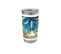 Galactic Space Adventure with Rocket and Aliens Stainless Steel Insulated Tumbler