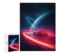 Galactic Speed Red Sports Car in Space Puzzle 1000 Teile Schwer Puzzle Spielzeug Lernspiel Impossible Herausforderungsspielzeug Für Erwachsene Kinder 500 PCS