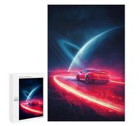 Galactic Speed Red Sports Car in Space Puzzle 1000 Teile Schwer Puzzle Spielzeug Lernspiel Impossible Herausforderungsspielzeug Für Erwachsene Kinder 1000 PCS