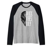 Galactic Vibes Only Funny Alien Pun Sci-Fi Raglan Baseball Tee