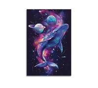 Galactic Whale Surreal Cosmic Poster - Celestial Fantasy Marine Animal Journey Decorative Canvas Family Bedroom Artwork Picture Painting 16x24inch(40x60cm)
