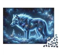 Galactic Wolf in Clouds Jigsaw Puzzles Puzzles for Adults Kids. 1000 Pieces Whimsical Challenge Toy Educational Game Home Decoration for Adults& Kids Age 14 Years Up 38x26cm/1000pcs