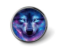 Galactic Wolf Night Sky Dragon White Wolf Moon Celtic Round Aluminum Alloy Pin Badge, Decorative Brooch for Jackets, Backpacks, Hats, Shirts, Stylish Metal Lapel Pin Accessory for Men Women 1in
