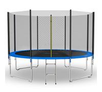 GALACTICA 6FT 8FT 10FT 12FT 14FT Round Trampoline Set Outdoor Garden Safety Net Enclosure Spring Jump Mat Padding Ladder Blue