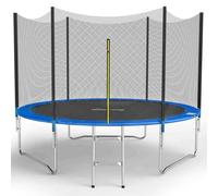 GALACTICA 6FT 8FT 10FT 12FT 14FT Round Trampoline Set Outdoor Garden Safety Net Enclosure Spring Jump Mat Padding Ladder Blue