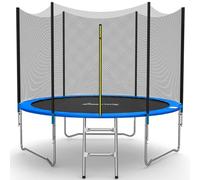 GALACTICA 6FT 8FT 10FT 12FT 14FT Round Trampoline Set Outdoor Garden Safety Net Enclosure Spring Jump Mat Padding Ladder Blue