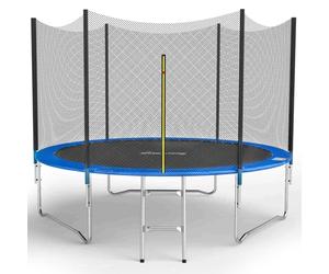 GALACTICA 6FT 8FT 10FT 12FT 14FT Round Trampoline Set Outdoor Garden Safety Net Enclosure Spring Jump Mat Padding Ladder Blue