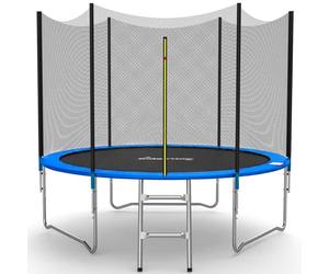 GALACTICA 6FT 8FT 10FT 12FT 14FT Round Trampoline Set Outdoor Garden Safety Net Enclosure Spring Jump Mat Padding Ladder Blue
