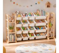 Galactica Kids Toy Storage Organizer Bookshelf Wooden W/ Storage Bin 60.2"w