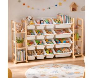 Galactica Kids Toy Storage Organizer Bookshelf Wooden W/ Storage Bin 60.2"w