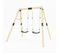 GALACTICA Outdoor Wooden Double Swing Set for Kids, Garden Swing with 2 Adjustable Seats, Sturdy Weather-Resistant Frame, Backyard Playground for Toddlers and Children