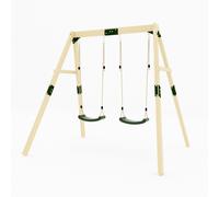 GALACTICA Outdoor Wooden Frame Double Plastic Swing, Garden Swing for Kids Play
