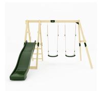 GALACTICA Outdoor Wooden Swing and Slide Set for Kids, Garden Swing with 2 Adjustable Seats, Sturdy Weather-Resistant Frame, Backyard Playground for Toddlers and Children