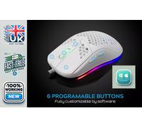 GALAHAD White Shark Gaming Mouse 6400DPI 6 Buttons customisable Windows MAC 72g