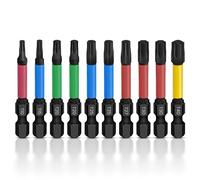 GALAMAX 10Pcs Screwdriver Bit Sets 50mm Torx Bit Set S2 Steel Heavy Duty Pozidriv Impact Driver Bit Set Long Security Star Screwdriver Set T10 T15 T20*2 T25*2 T27 T30*2 T40