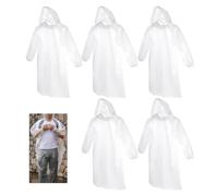 GALAMAX Waterproof Ponchos for Rain Adult, 5pcs Disposable Clear Raincoats for Women and Men Emergency,Rainwear with Hoods and Sleeves, Waterproof for Travel, Theme Park, Camping, Hiking,Cycling