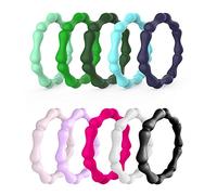 GALANI Silicone Rings for Women 10 Packs Silicone Stackable Wedding Ring Set Hypoallergenic Silicone Finger Rings for Engagement Promise Partner Size O