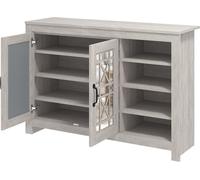 Galano Isadora 16-Pair Shoe Cabinet - Modern Shoe Storage Unit with 2 Doors & Adjustable Shelves - Freestanding Organiser for Entryway, Home or Office - Dusty Grey Oak