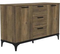 Galano Lawrence 2 Door 3 Drawer Sideboard - Modern Buffet Storage Cabinet with Adjustable Shelves - Organizer Unit for Dining Room, Kitchen, or Living Room - Knotty Oak Finish