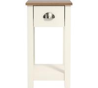 Galano Lilly Bedside Table - Slim Side Table with Drawer, Bedroom Furniture Organizer and Storage Cabinet for Hallway or Entryway - Ivory with Beaufort Oak
