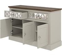 Galano Sufly 3-Door 2-Drawer Sideboard - Storage Cabinet with Drawers and Shelves for Living Room, Bedroom, or Kitchen - Ivory/Oak Finish