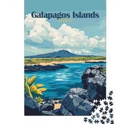 Galapagos Islands Ecuador Travel Poster 1000 Piece Jigsaw, 38x26cm/1000pcs