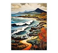 Galapagos Islands Ecuador Volcanic Coastal Landscape Artwork Large Wall Art Poster Print Thick Paper 18X24 Inch