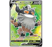 Galarian Perrserker V 183/196 Rare Ultra Pokemon Card (Sword & Shield Lost Origin) + 1x TitanCards® Toploader