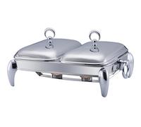 Galashield Chafing Dish Buffet Set 2 Section 1.5 QT Each | Food Warmers for Parties Buffet, Oven Safe Glass Serving Dish with Stainless Steel Base and Cover