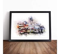 Galata Tower in Istanbul Turkey in Abstract | Framed Wall Art Print | Modern Home Decor Picture | Ready to Hang Artwork for Living Room, Bedroom, Kitchen or Office | Multiple Sizes