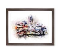 Galata Tower In Istanbul Turkey In Abstract Modern Art Framed Print | A3 Walnut Framed Wall Art | Ready to Hang | Abstract Animal Picture | Living Room Bedroom Lounge Office