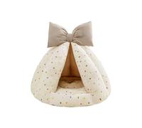 Galatée All-Season Cat And Dog Bed, Filled With Pp Cotton, Spacious And Soft Without Collapsing, Separate Bed And Mat, Non-Slip And Moisture-Proof Pet Bed（S,Beige）