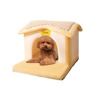 Galatée Cartoon Cute Pet Shelter, Warm Pet Cave Bed, Washing Dog Bed, Cat House With Extendable Cushion (Yellow)