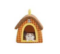 Galatée Cat Cave Bed, Cat House With Removable Washable Cushioned Pillow, Soft Warm Pet Shelter, Cute Dog Bed, Winter Cozy Pet Tent(M, Brown)