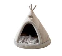 Galatée Cat Cave Bed, Comfortable Triangle Pet Teepee, Pet Supply Holiday Cat Cave House And Kitty Bed, Extremely Cozy And Warm Pet Tent For Cat And Dog(M, Grey)