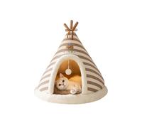 Galatée Cat Cave Bed, Cute Cat House Dog Igloo With Removable Cushion Pillow, Comfortable Triangle Pet Teepee, Warm Pet Nest Improved Sleeping(XL, Brown)